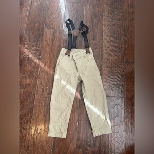 2t boys khaki pants with suspenders